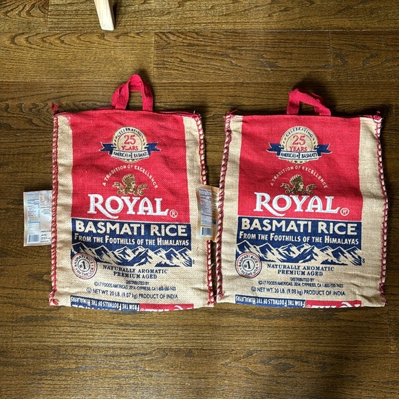 2 SET Large Woven Burlap Zippered Bag Tote with Handles Royal Basmati Rice Bag - Picture 6 of 10